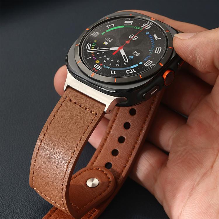 For Samsung Galaxy Watch Ultra / Ultra 2025 xDfind Rivet Buckle Genuine Leather Watch Band