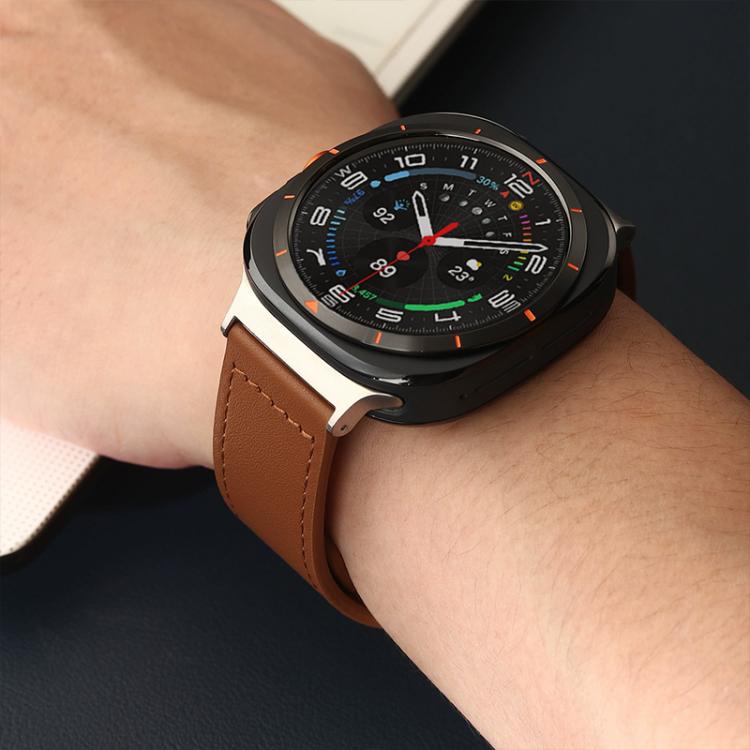 For Samsung Galaxy Watch Ultra / Ultra 2025 xDfind Rivet Buckle Genuine Leather Watch Band