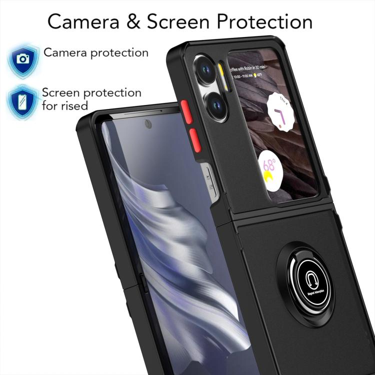 For OPPO Find N2 Flip Q Shadow 1 Series TPU + PC Phone Case with Ring