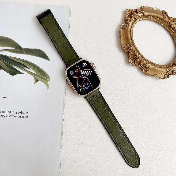 For Apple Watch 42mm / 41mm / 40mm / 38mm Nappa Magnetic Buckle Leather Silicone Watch Band