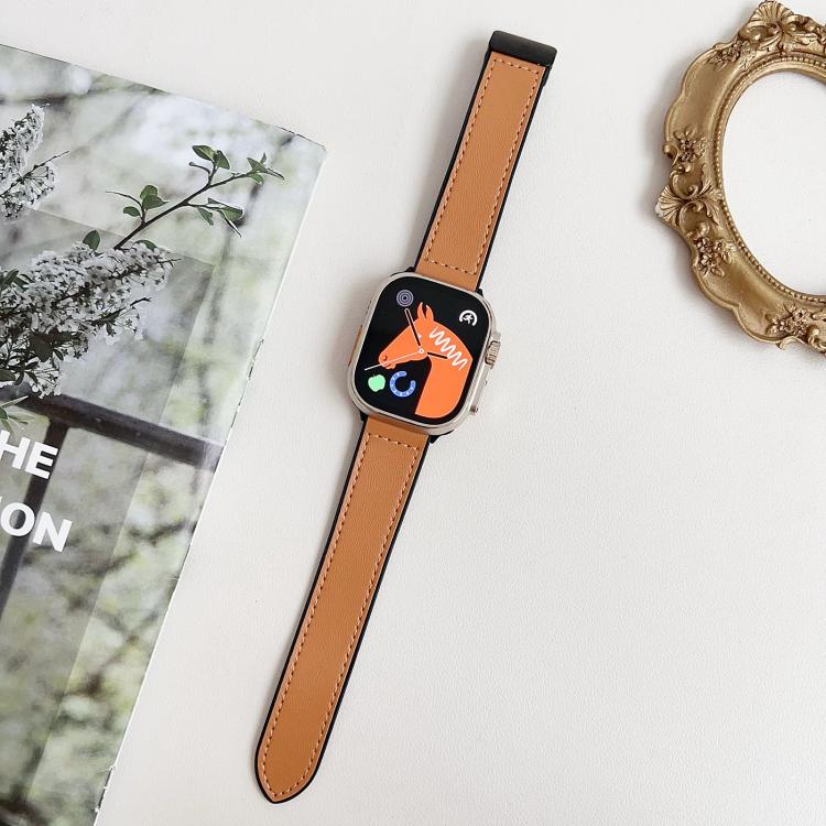 For Apple Watch 42mm / 41mm / 40mm / 38mm Nappa Magnetic Buckle Leather Silicone Watch Band