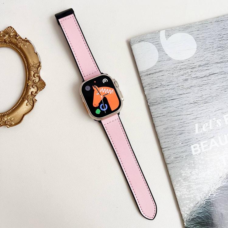 For Apple Watch 42mm / 41mm / 40mm / 38mm Nappa Magnetic Buckle Leather Silicone Watch Band