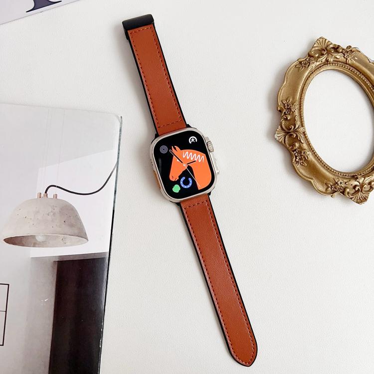 For Apple Watch 42mm / 41mm / 40mm / 38mm Nappa Magnetic Buckle Leather Silicone Watch Band
