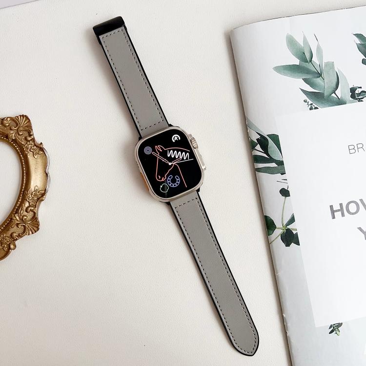 For Apple Watch 42mm / 41mm / 40mm / 38mm Nappa Magnetic Buckle Leather Silicone Watch Band