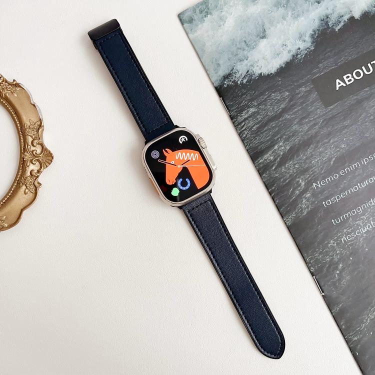 For Apple Watch 42mm / 41mm / 40mm / 38mm Nappa Magnetic Buckle Leather Silicone Watch Band