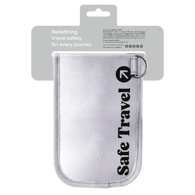 MOMAX SR52E 1-World Airliner Fireproof Storage Bag, Size: 218x125mm - Grey
