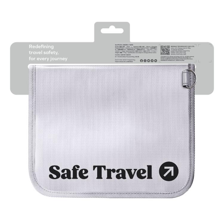 MOMAX SR53E 1-World Airliner Fireproof Storage Bag, Size: 218x235mm - Grey