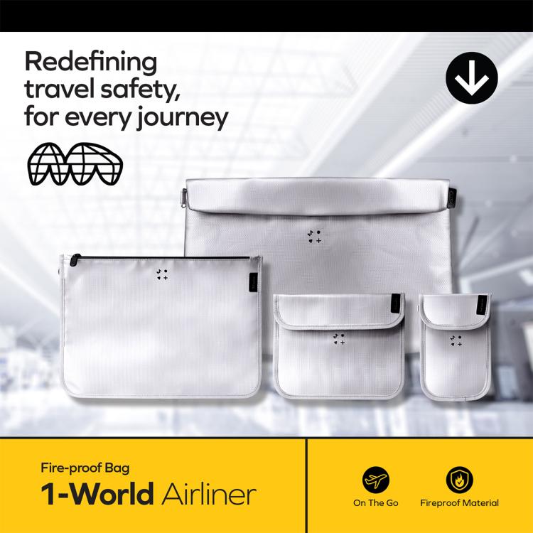 MOMAX SR53E 1-World Airliner Fireproof Storage Bag, Size: 218x235mm - Grey