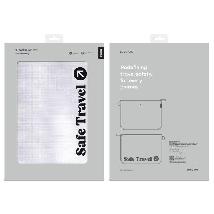 MOMAX SR55E 1-World Airliner Fireproof Storage Bag, Size: 265x373mm - Grey
