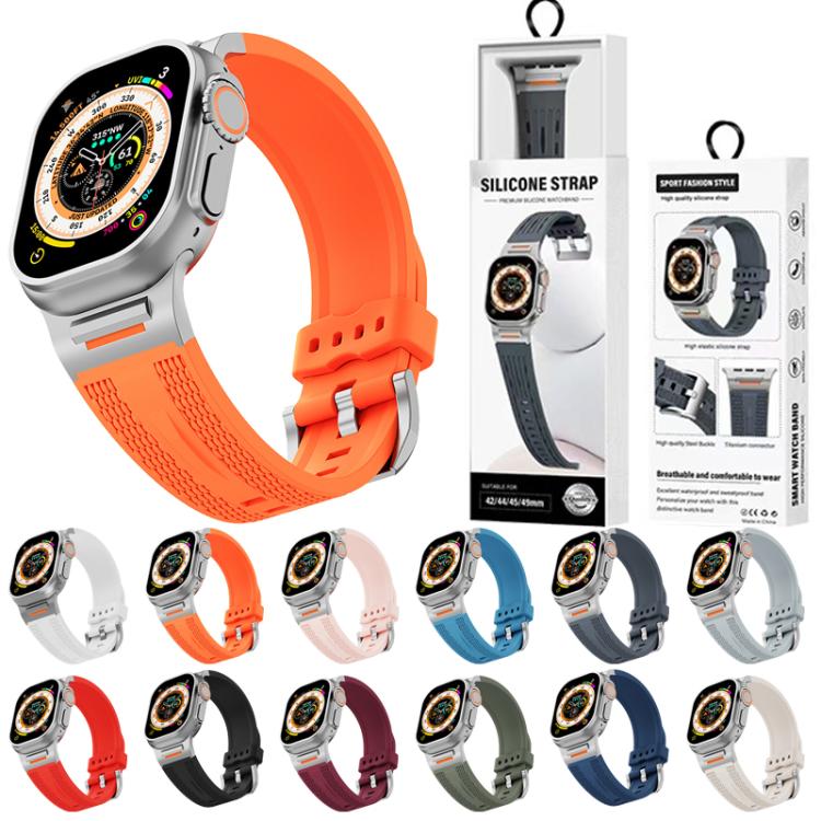For Apple Watch 46mm / 49mm / 45mm / 44mm Tuobuzhe Woven Texture Silicone Watch Band