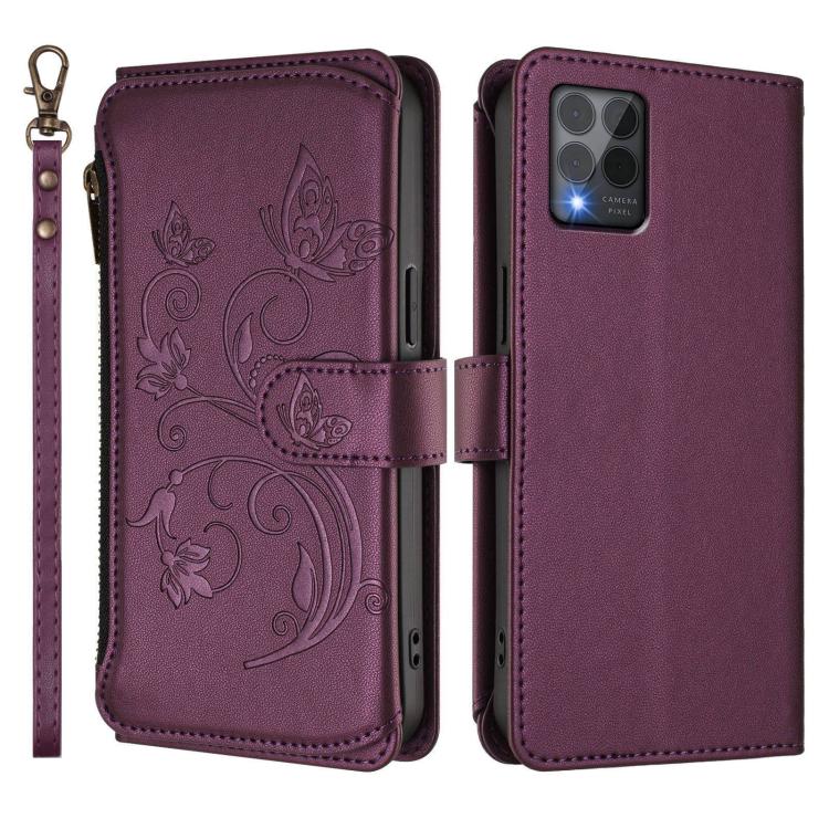 For T-Mobile Revvl 6 Pro 5G / 6X Pro 5G Butterfly Love Flower Multi-card Zipper Wallet Leather Phone Case