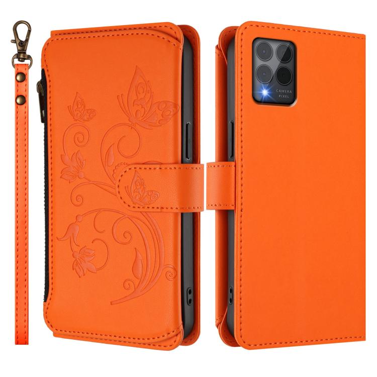 For T-Mobile Revvl 6 Pro 5G / 6X Pro 5G Butterfly Love Flower Multi-card Zipper Wallet Leather Phone Case