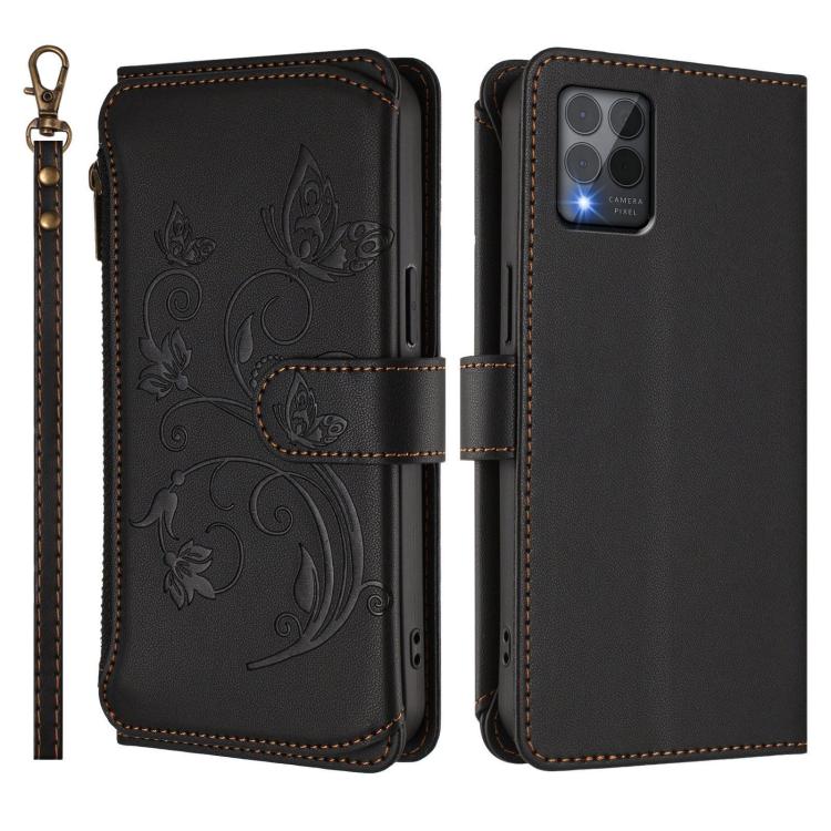 For T-Mobile Revvl 6 Pro 5G / 6X Pro 5G Butterfly Love Flower Multi-card Zipper Wallet Leather Phone Case