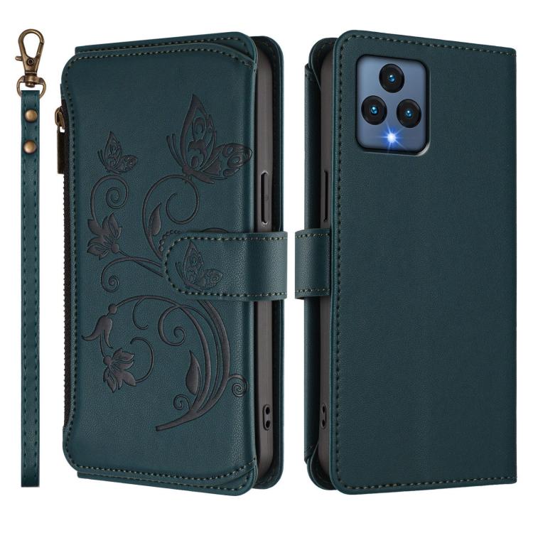 For T-Mobile Revvl 6 / 6X / T Phone 5G Butterfly Love Flower Multi-card Zipper Wallet Leather Phone Case