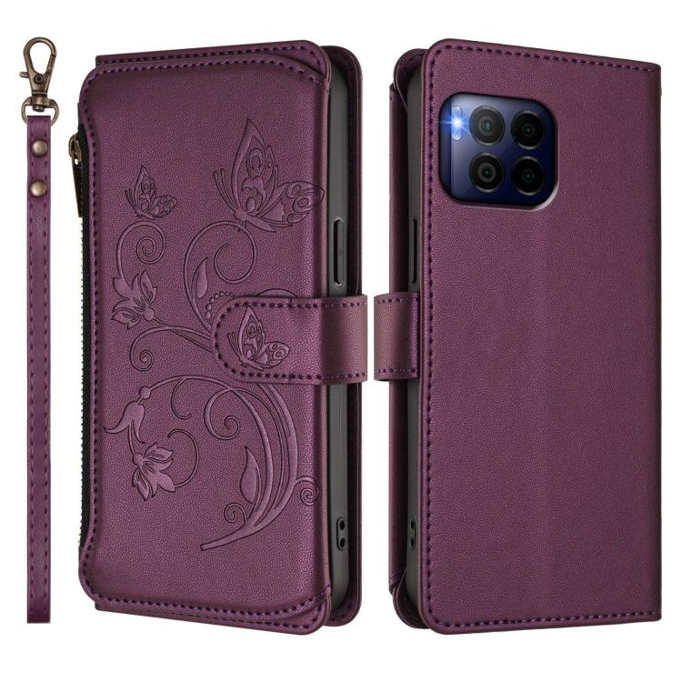 For T-Mobile Revvl 7 Pro / T Phone 2 Pro Butterfly Love Flower Multi-card Zipper Wallet Leather Phone Case