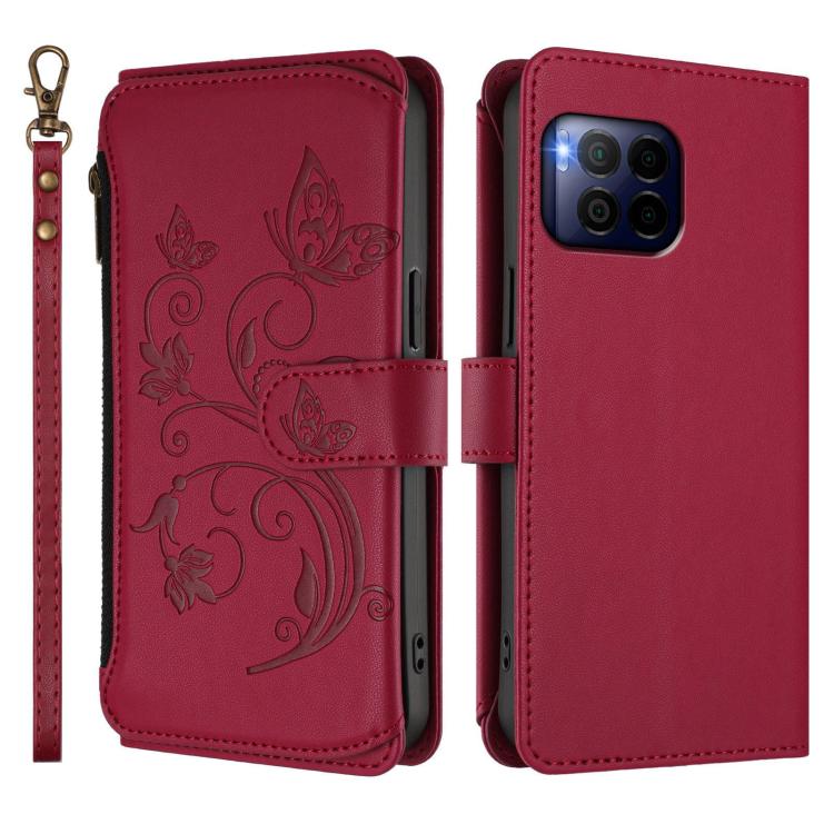 For T-Mobile Revvl 7 Pro / T Phone 2 Pro Butterfly Love Flower Multi-card Zipper Wallet Leather Phone Case
