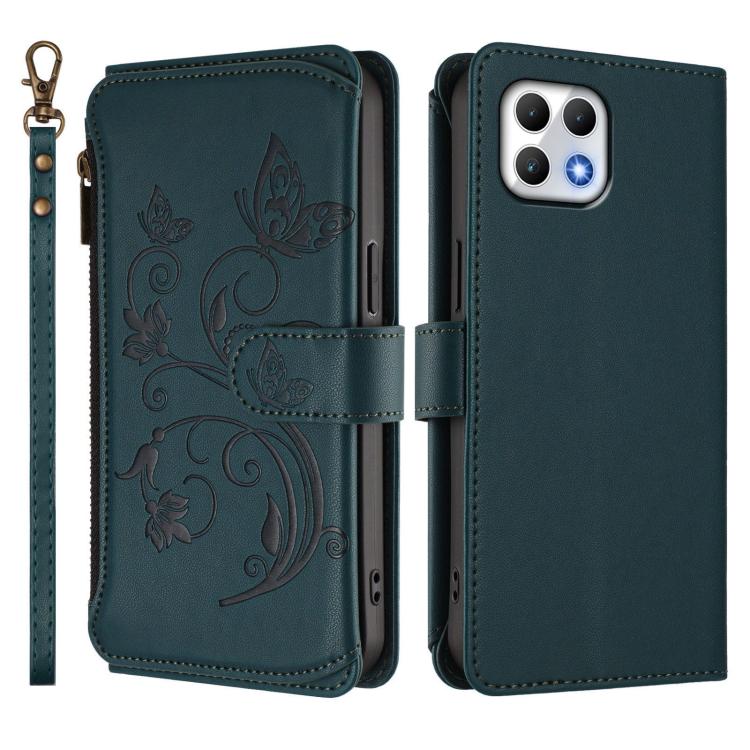 For T-Mobile Revvl 7 / T Phone 2 5G Butterfly Love Flower Multi-card Zipper Wallet Leather Phone Case