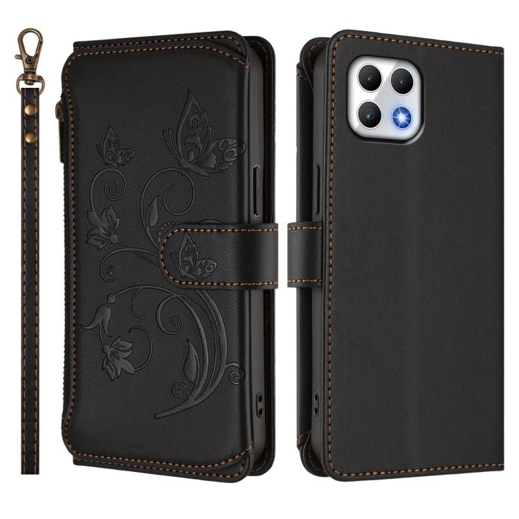For T-Mobile Revvl 7 / T Phone 2 5G Butterfly Love Flower Multi-card Zipper Wallet Leather Phone Case
