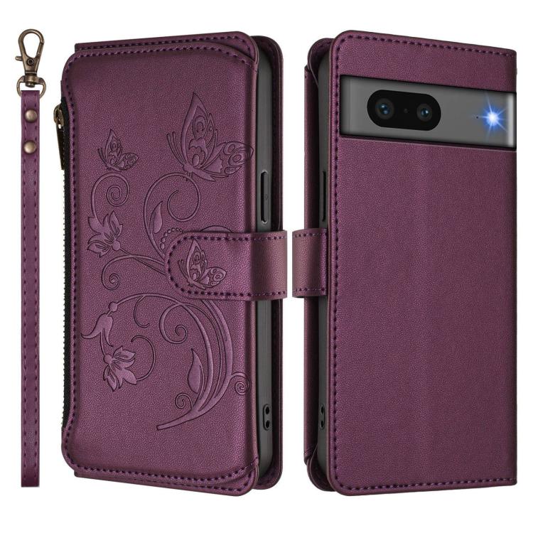 For Google Pixel 7 5G Butterfly Love Flower Multi-card Zipper Wallet Leather Phone Case