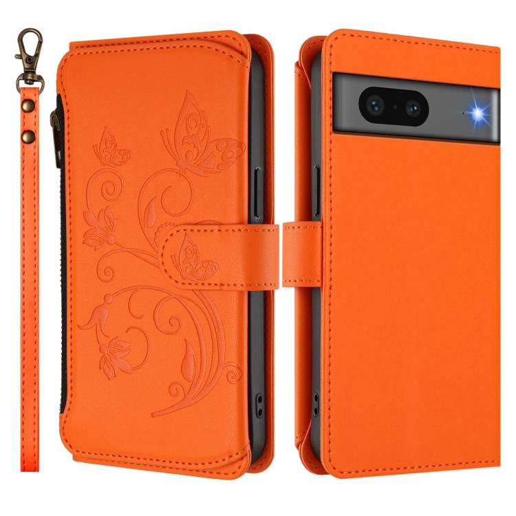 For Google Pixel 7 5G Butterfly Love Flower Multi-card Zipper Wallet Leather Phone Case