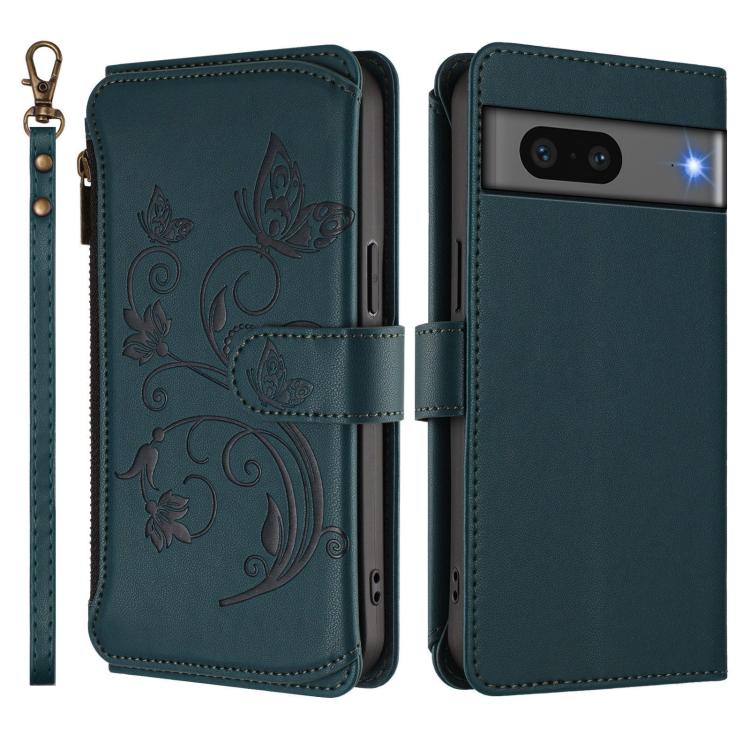 For Google Pixel 7 5G Butterfly Love Flower Multi-card Zipper Wallet Leather Phone Case