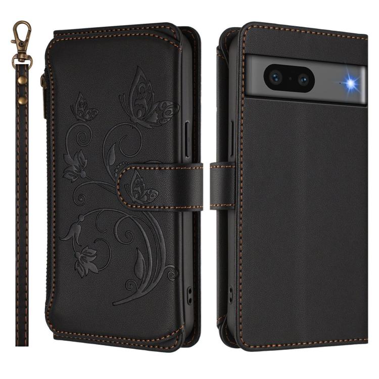 For Google Pixel 7 5G Butterfly Love Flower Multi-card Zipper Wallet Leather Phone Case