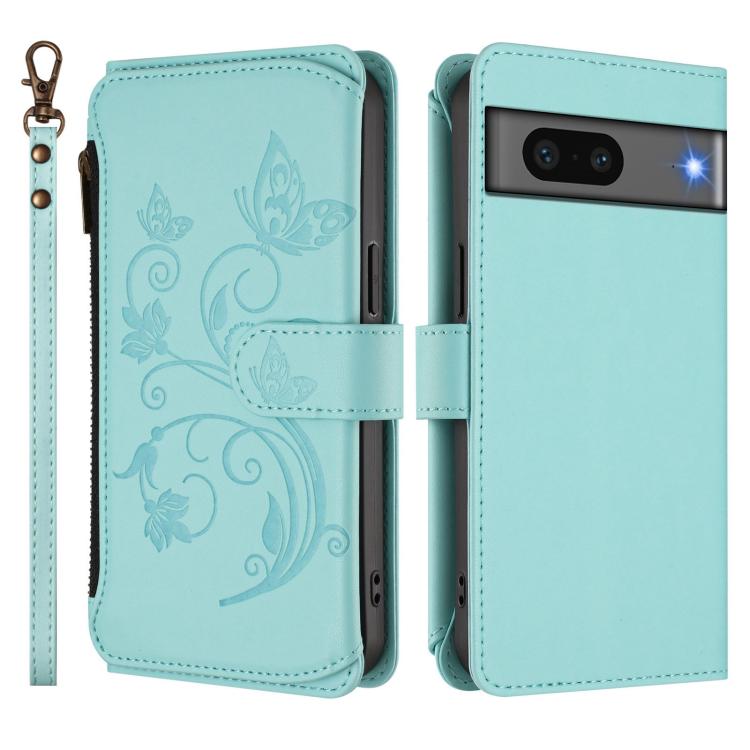 For Google Pixel 7 5G Butterfly Love Flower Multi-card Zipper Wallet Leather Phone Case