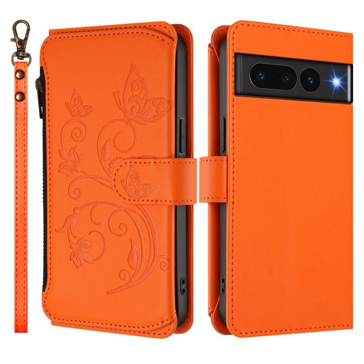 For Google Pixel 7 Pro 5G Butterfly Love Flower Multi-card Zipper Wallet Leather Phone Case