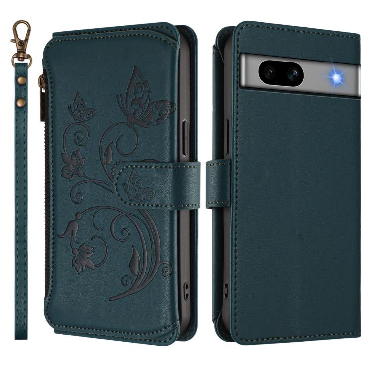 For Google Pixel 7a Butterfly Love Flower Multi-card Zipper Wallet Leather Phone Case