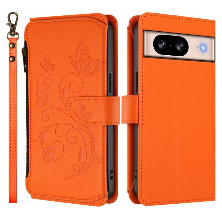 For Google Pixel 8 Butterfly Love Flower Multi-card Zipper Wallet Leather Phone Case