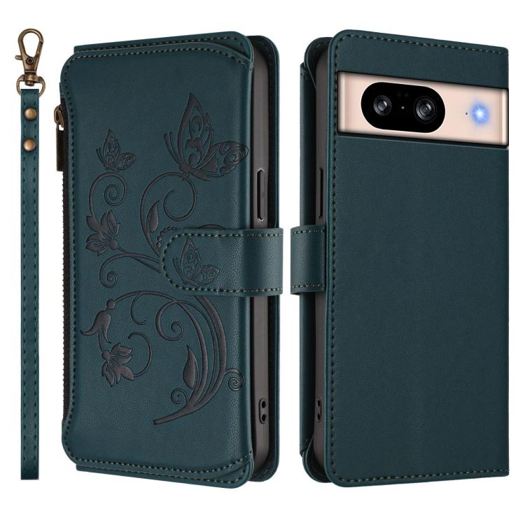 For Google Pixel 8 Butterfly Love Flower Multi-card Zipper Wallet Leather Phone Case