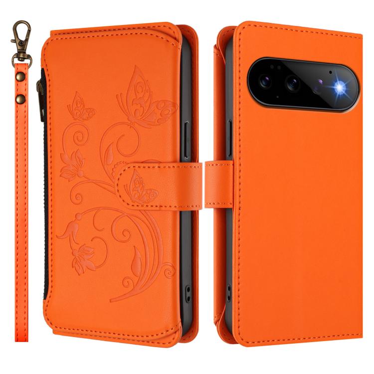 For Google Pixel 11 / 11 Pro Butterfly Love Flower Multi-card Zipper Wallet Leather Phone Case