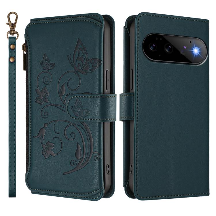 For Google Pixel 11 / 11 Pro Butterfly Love Flower Multi-card Zipper Wallet Leather Phone Case
