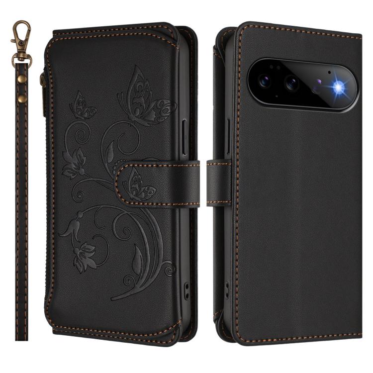 For Google Pixel 11 / 11 Pro Butterfly Love Flower Multi-card Zipper Wallet Leather Phone Case