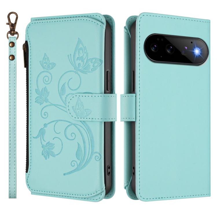 For Google Pixel 11 / 11 Pro Butterfly Love Flower Multi-card Zipper Wallet Leather Phone Case