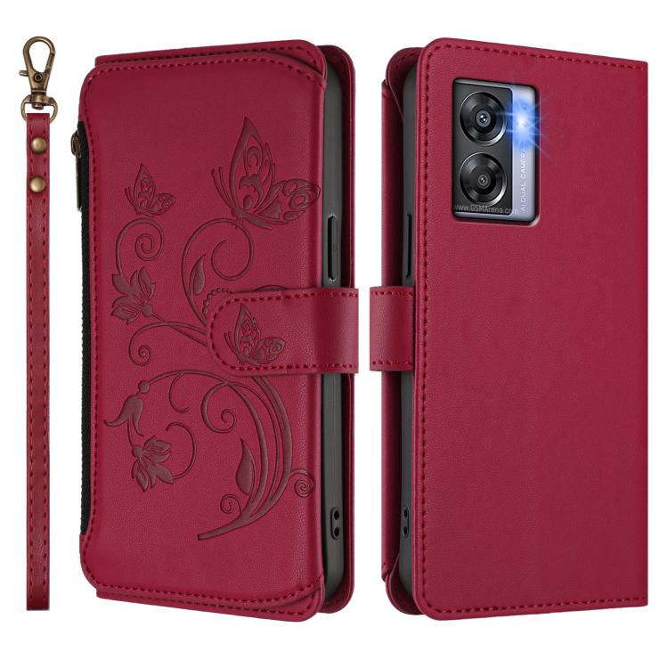 For OnePlus Nord N300 Butterfly Love Flower Multi-card Zipper Wallet Leather Phone Case