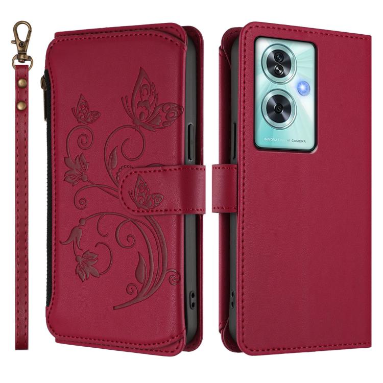 For OnePlus Nord N30 SE 5G Butterfly Love Flower Multi-card Zipper Wallet Leather Phone Case