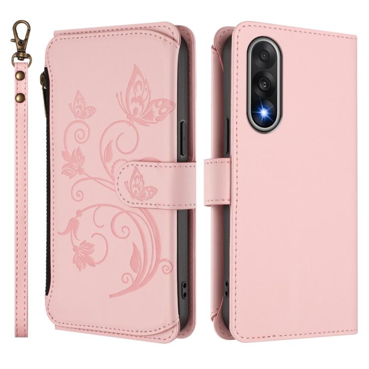 For OnePlus Nord 5 5G / Ace 5 Ultra Butterfly Love Flower Multi-card Zipper Wallet Leather Phone Case