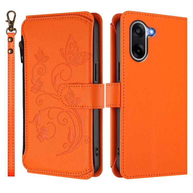 For OnePlus Nord CE5 / Ace 5 Racing Butterfly Love Flower Multi-card Zipper Wallet Leather Phone Case