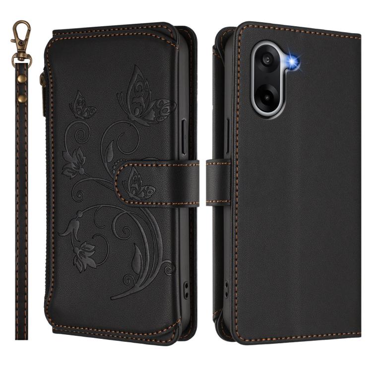 For OnePlus Nord CE5 / Ace 5 Racing Butterfly Love Flower Multi-card Zipper Wallet Leather Phone Case