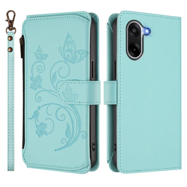 For OnePlus Nord CE5 / Ace 5 Racing Butterfly Love Flower Multi-card Zipper Wallet Leather Phone Case