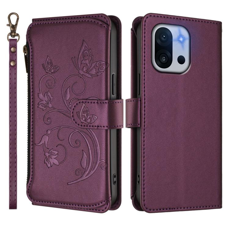 For OnePlus 13T Butterfly Love Flower Multi-card Zipper Wallet Leather Phone Case