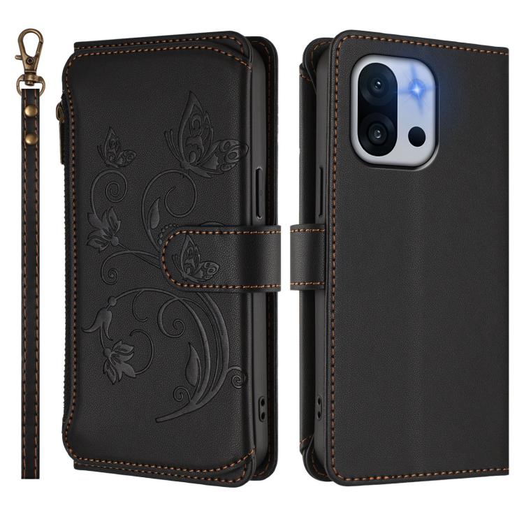 For OnePlus 13T Butterfly Love Flower Multi-card Zipper Wallet Leather Phone Case