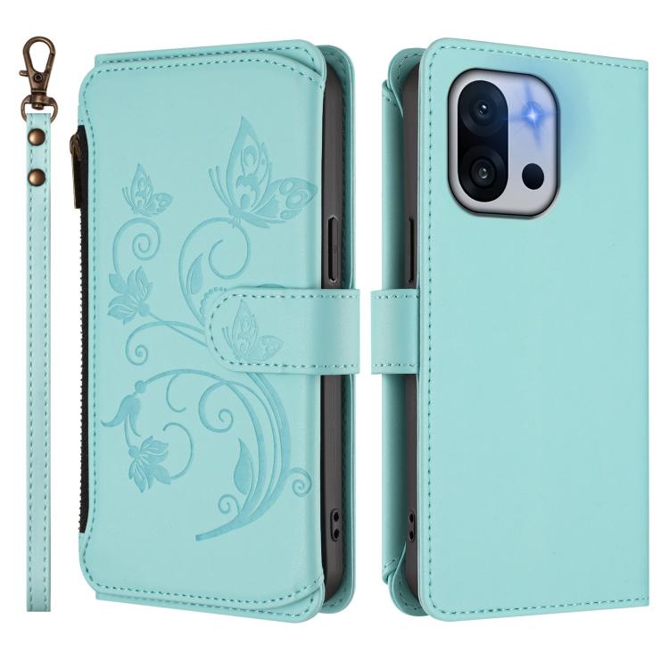 For OnePlus 13T Butterfly Love Flower Multi-card Zipper Wallet Leather Phone Case