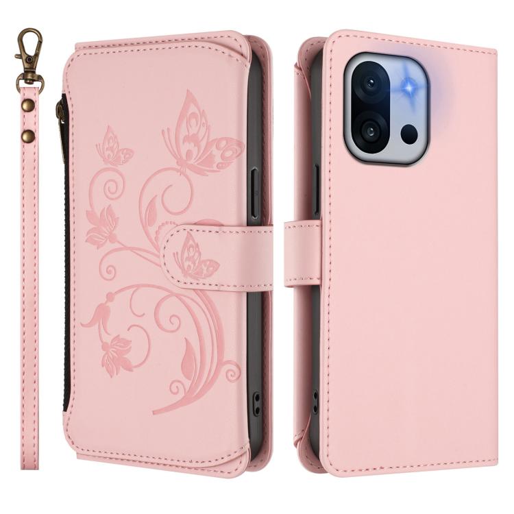 For OnePlus 13T Butterfly Love Flower Multi-card Zipper Wallet Leather Phone Case