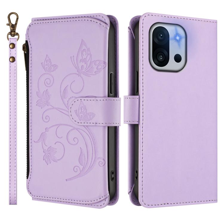 For OnePlus 13T Butterfly Love Flower Multi-card Zipper Wallet Leather Phone Case