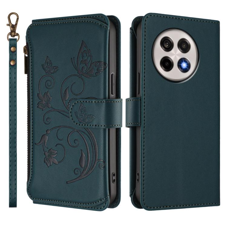 For OnePlus 13R 5G / Ace 5 / 5 Pro Butterfly Love Flower Multi-card Zipper Wallet Leather Phone Case