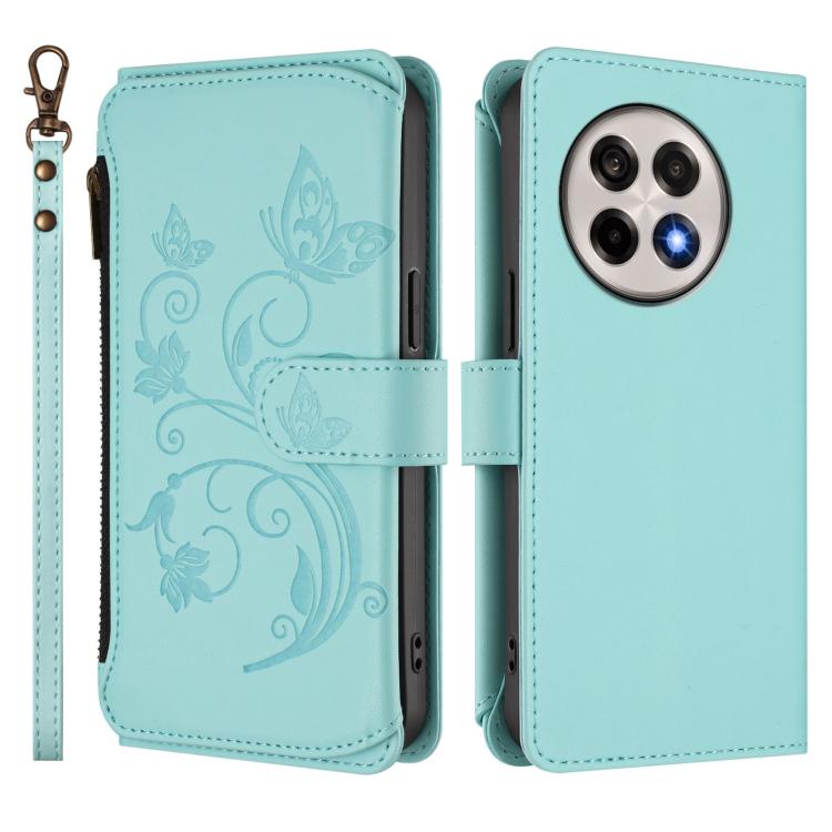 For OnePlus 13R 5G / Ace 5 / 5 Pro Butterfly Love Flower Multi-card Zipper Wallet Leather Phone Case