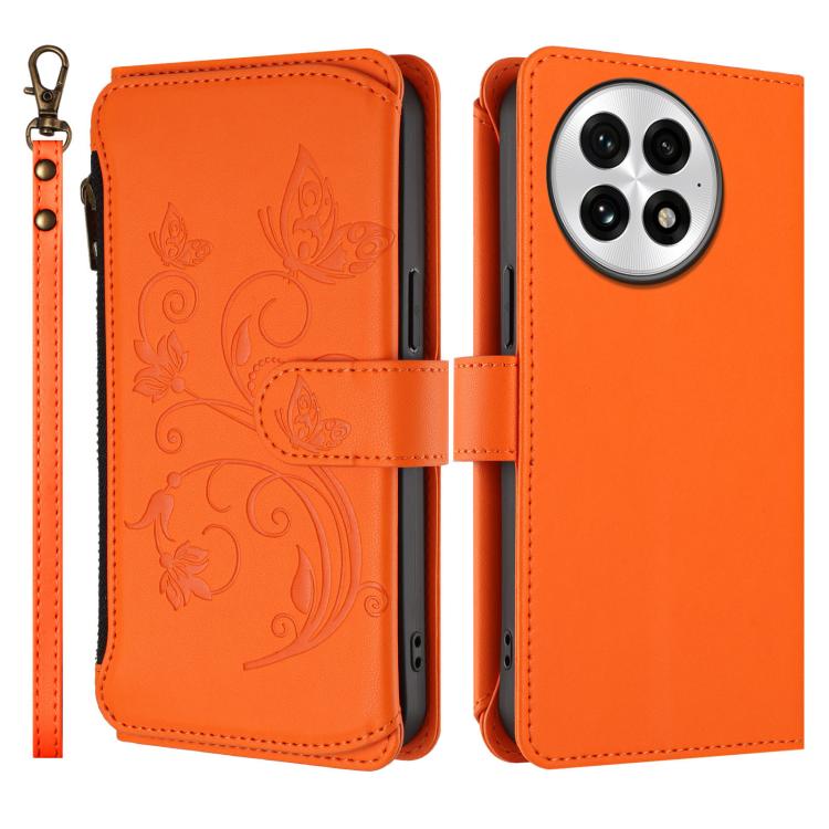 For OnePlus 13 Butterfly Love Flower Multi-card Zipper Wallet Leather Phone Case