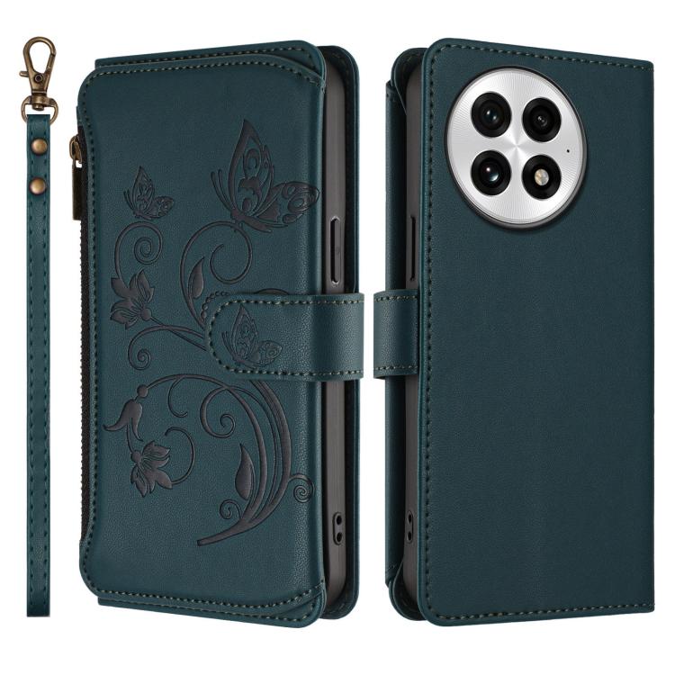 For OnePlus 13 Butterfly Love Flower Multi-card Zipper Wallet Leather Phone Case